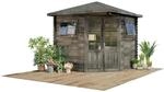 Alpholz 5-Eck Gartenhaus Sunny-B 250 x 250 cm aus Holz in Impr&auml;gnierung Grau
