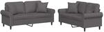 vidaXL 2-Tlg Sofagarnitur mit Kissen Grau Kunstleder 3202162