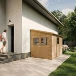 Timbela Anbau-Gartenhaus Holz M339+M339G 6 m&sup2; ohne Seitenwand mit Boden