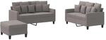 vidaXL 3-Tlg Sofagarnitur mit Kissen Taupe Stoff 3201663