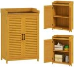 Outsunny Gartenschrank Tannenholz Metall Gelb 65,5L x 40B x 98,5H cm