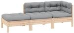 vidaXL 3-Tlg Garten-Lounge-Set mit Grauen Kissen Kiefer Massivholz 806663