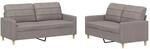 vidaXL 2-Tlg Sofagarnitur mit Kissen Taupe Stoff 3201281