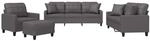 vidaXL 4-Tlg Sofagarnitur mit Kissen Grau Kunstleder 3201355