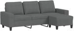 vidaXL 3-Sitzer-Sofa mit Hocker Dunkelgrau 180 cm Stoff 3201152