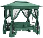 vidaXL Gartenpavillon mit Hollywoodschaukel Gr&uuml;n Stoff & Stahl 363327