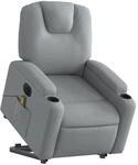 vidaXL Elektrischer Massagesessel mit Aufstehhilfe Hellgrau Stoff Modell 10