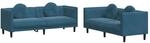 vidaXL 2-Tlg Sofagarnitur mit Kissen Blau Samt 3209265