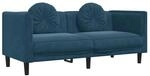 vidaXL Sofa mit Kissen 2-Sitzer Blau Samt 372640