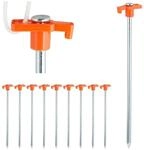 Relaxdays Felsbodenhering 10er Set Stahl Orange Verzinkt 25 cm x 4 cm x 1,5 cm