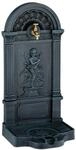 Relaxdays Standbrunnen Aluminiumguss Messing Grau mit Wasserhahn und Becken 83 cm x