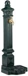 Relaxdays Standbrunnen Aluminium-Guss Dunkelgr&uuml;n Gold Antik Mit Wasserhahn 80 cm x