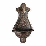Relaxdays Wandbrunnen Antik Aluminiumguss Bronze Gold mit Wasserhahn 66 cm x 37 cm x