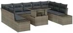 vidaXL Gartensofa-set mit Kissen 10-Tlg Grau Poly-Rattan 3349245