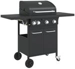vidaXL Gasgrill mit 4 Flammen Schwarz Pulverbeschichteter Stahl 367583