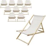 ECD Germany Liegestuhl 10Er Set Klappbar Beige aus Holz