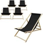 ECD Germany Liegestuhl 5Er Set Klappbar Schwarz aus Holz