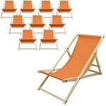 ECD Germany Liegestuhl 10Er Set Klappbar Orange aus Holz