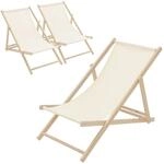 ECD Germany Liegestuhl 3Er Set Klappbar Beige aus Holz