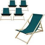 ECD Germany Liegestuhl 5Er Set Klappbar Petrol aus Holz