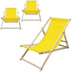 ECD Germany Liegestuhl 3Er Set Klappbar Gelb aus Holz