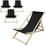 ECD Germany Liegestuhl 4Er Set Klappbar Schwarz aus Holz