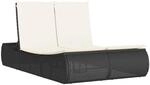 vidaXL Doppel-Sonnenliege mit Kissen Schwarz Poly Rattan 368090