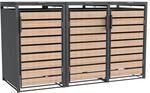 Westmann M&uuml;lltonnenbox Lacina 3 x 240, Anthrazit/Holzoptik 80 x 200 x 116 cm
