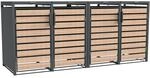 Westmann M&uuml;lltonnenbox Lacina 4 x 240, Anthrazit/Holzoptik 80 x 264 x 116 cm