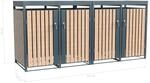 Westmann M&uuml;lltonnenbox Planta 4 x 240, Anthrazit/Holzoptik 84 x 264 x 124,5 cm