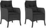 vidaXL Gartenst&uuml;hle mit Kissen 2 Stk Schwarz Poly Rattan 365145