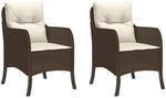 vidaXL Gartenst&uuml;hle mit Kissen 2 Stk Braun Poly Rattan 365146