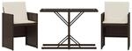 vidaXL 3-Tlg Bistro-Set mit Kissen Braun Poly Rattan 365065