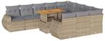 vidaXL 11-Tlg Garten-Sofagarnitur mit Kissen Beige Poly Rattan 3327314