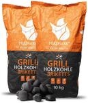 Heizfuxx Grillholzkohlebriketts 10kg x 2 Sack 20kg