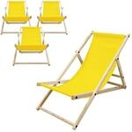 ECD Germany Liegestuhl 4Er Set Klappbar Gelb aus Holz