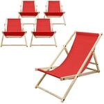 ECD Germany Liegestuhl 5Er Set Klappbar Rot aus Holz