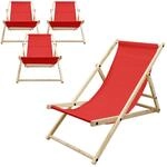 ECD Germany Liegestuhl 4Er Set Klappbar Rot aus Holz