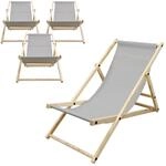 ECD Germany Liegestuhl 4Er Set Klappbar Hellgrau aus Holz