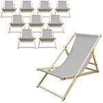 ECD Germany Liegestuhl 10Er Set Klappbar Hellgrau aus Holz