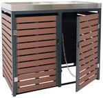 MCW 2er M&uuml;lltonnenverkleidung K14 Walnuss-Holzoptik 124x134x84cm