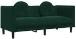vidaXL Sofa mit Kissen 2-Sitzer Dunkelgr&uuml;n Samt 372634