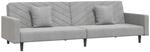 vidaXL Schlafsofa 2-Sitzer mit 2 Kissen Hellgrau Samt 375918
