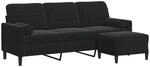 vidaXL 3-Sitzer-Sofa mit Hocker Schwarz 180 cm Samt 2163327