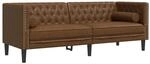 vidaXL Chesterfield-Sofa 3-Sitzer Braun Kunstleder in Wildleder-Optik 372702