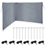 Relaxdays Strandwindschutz Polyester Stahl Grau Wasserabweisend 1,5 m x 4 m 1,8 kg