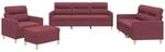 vidaXL 4-Tlg Sofagarnitur mit Kissen Weinrot Stoff 3201550
