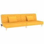 vidaXL Schlafsofa 2-Sitzer mit 2 Kissen Gelb Stoff 375895
