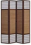 Homestyle4u 4-tlg. Paravent in Braun 172x200 cm 876