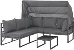 Svita Maui Gartenm&ouml;bel-Lounge-Set Mit Dach Outdoor-Sofa Strandkorb-Sonneninsel Stahl